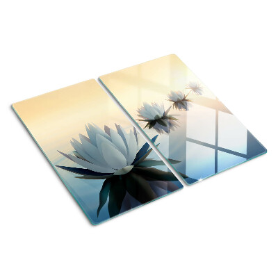 Glass kitchen board Water flowers in pastel shades