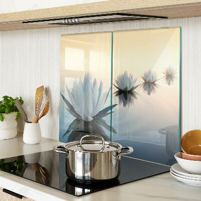 Glass kitchen board Water flowers in pastel shades