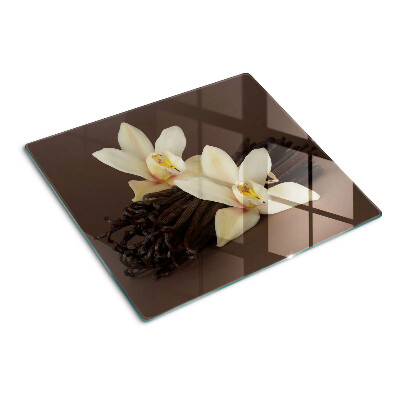 Glass chopping board Orchids and vanilla pods