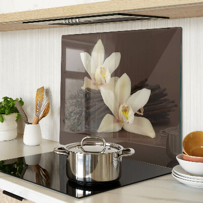 Glass chopping board Orchids and vanilla pods