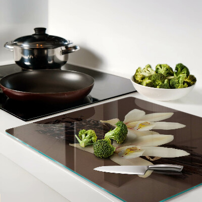 Glass chopping board Orchids and vanilla pods