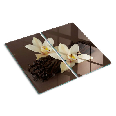 Glass chopping board Orchids and vanilla pods
