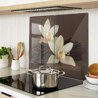 Glass chopping board Orchids and vanilla pods