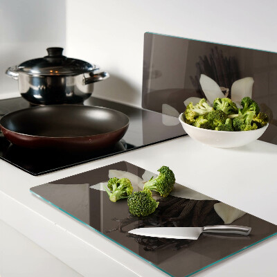 Glass chopping board Orchids and vanilla pods
