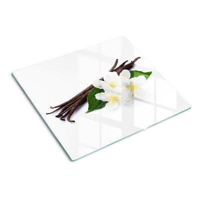 Glass chopping board Vanilla flowers and pods