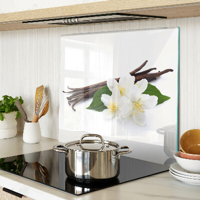 Glass chopping board Vanilla flowers and pods