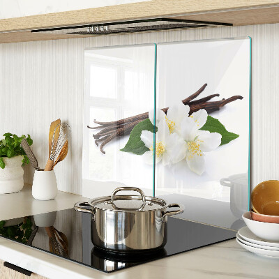 Glass chopping board Vanilla flowers and pods