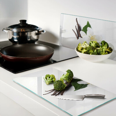 Glass chopping board Vanilla flowers and pods