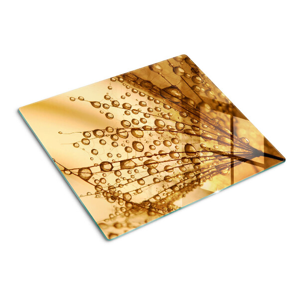 Glass kitchen board Water drops on a plant