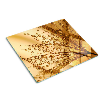 Glass kitchen board Water drops on a plant