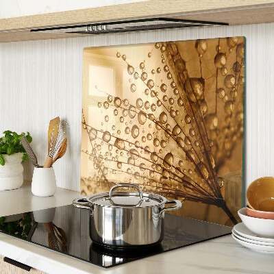 Glass kitchen board Water drops on a plant