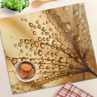 Glass kitchen board Water drops on a plant