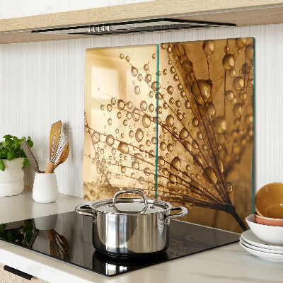 Glass kitchen board Water drops on a plant