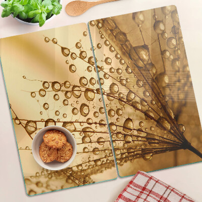 Glass kitchen board Water drops on a plant