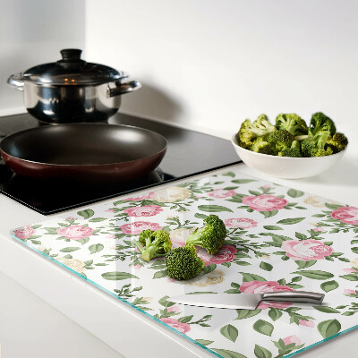 Glass chopping board Floral pattern of roses