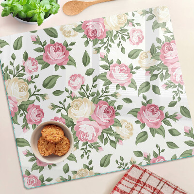Glass chopping board Floral pattern of roses