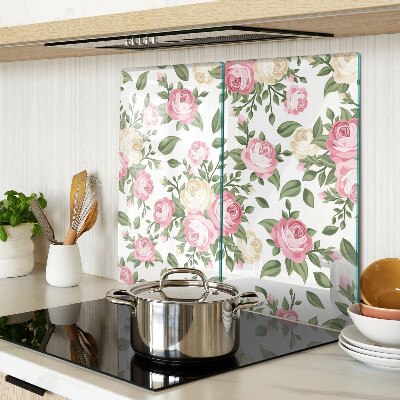 Glass chopping board Floral pattern of roses