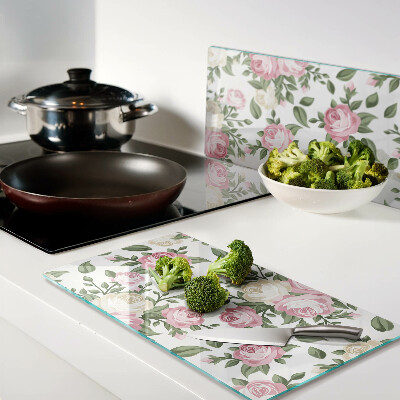 Glass chopping board Floral pattern of roses