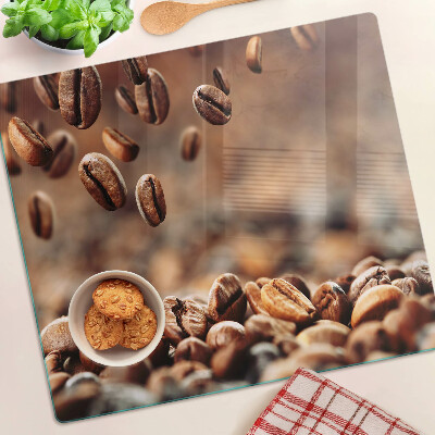 Glass kitchen board Coffee beans in motion