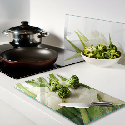 Glass kitchen board Tulips in drops of water