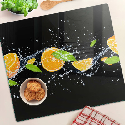Glass kitchen board Citrus in water