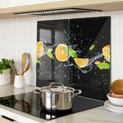 Glass kitchen board Citrus in water