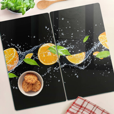 Glass kitchen board Citrus in water