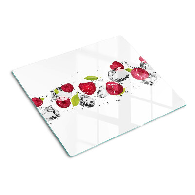 Glass kitchen board Strawberries with ice