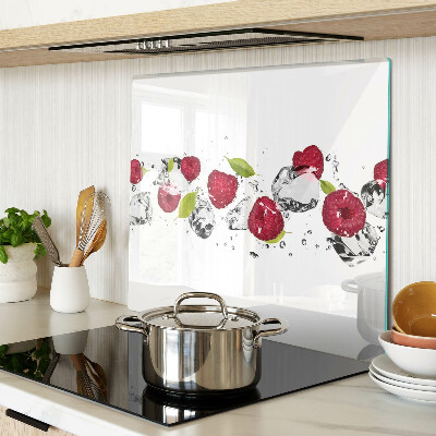 Glass kitchen board Strawberries with ice