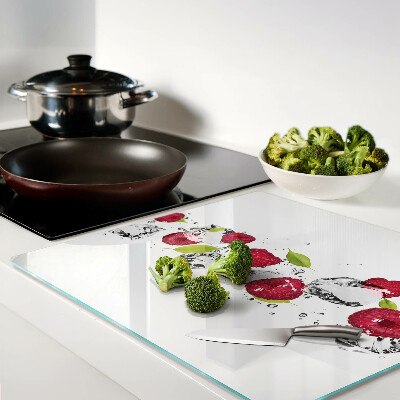 Glass kitchen board Strawberries with ice