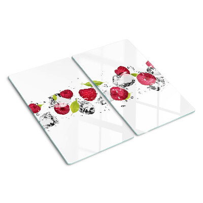Glass kitchen board Strawberries with ice