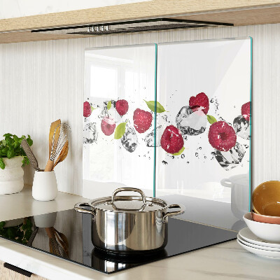 Glass kitchen board Strawberries with ice