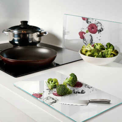 Glass kitchen board Strawberries with ice