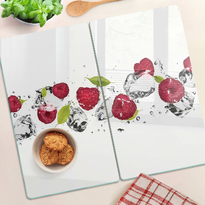 Glass kitchen board Strawberries with ice