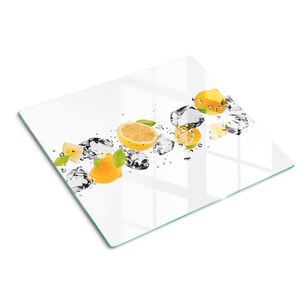 Glass chopping board Lemons with ice