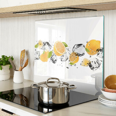 Glass chopping board Lemons with ice