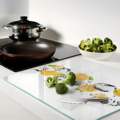 Glass chopping board Lemons with ice