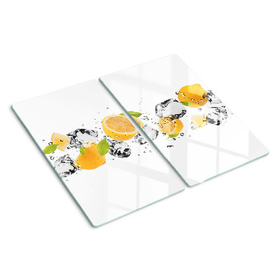 Glass chopping board Lemons with ice