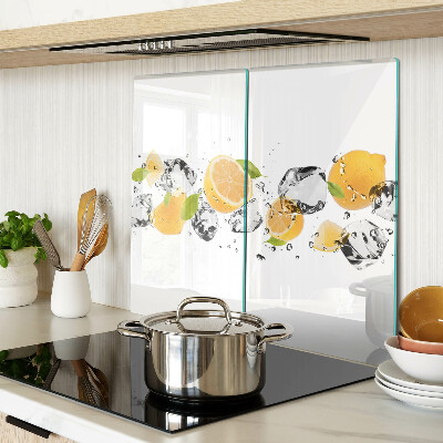 Glass chopping board Lemons with ice
