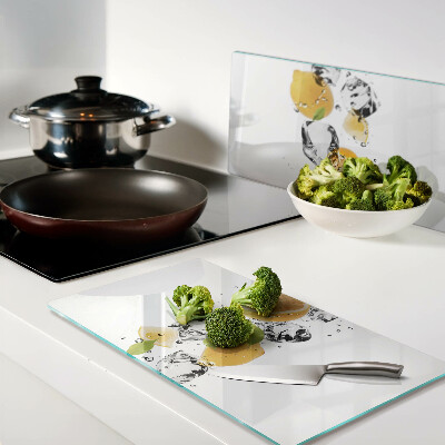 Glass chopping board Lemons with ice