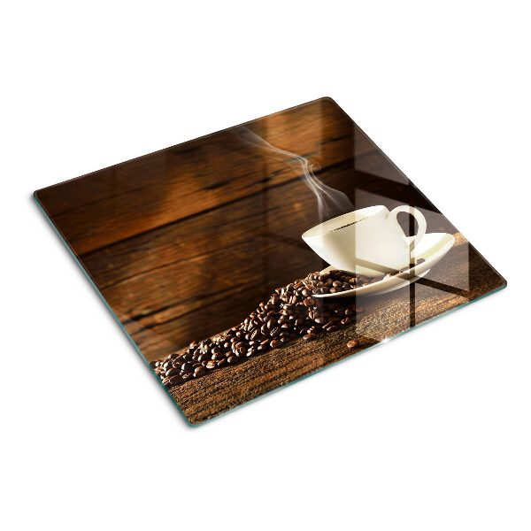 Glass chopping board Coffee and a cup