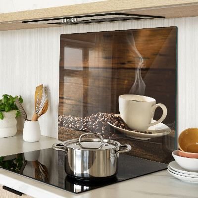 Glass chopping board Coffee and a cup