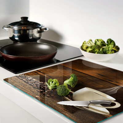 Glass chopping board Coffee and a cup