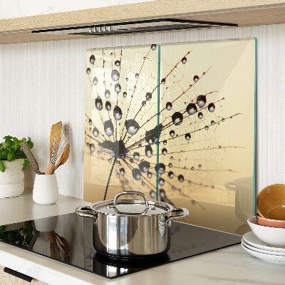 Glass kitchen board Water drops on a spider's web