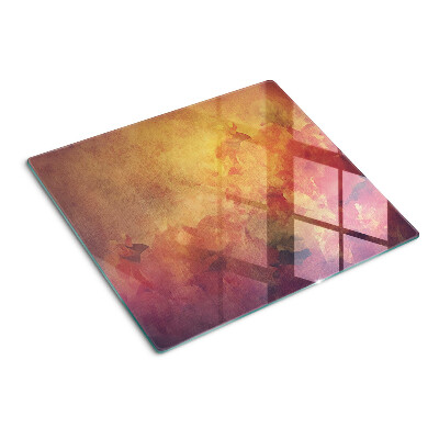 Glass kitchen board Floral motif in pastel colors