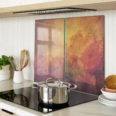 Glass kitchen board Floral motif in pastel colors