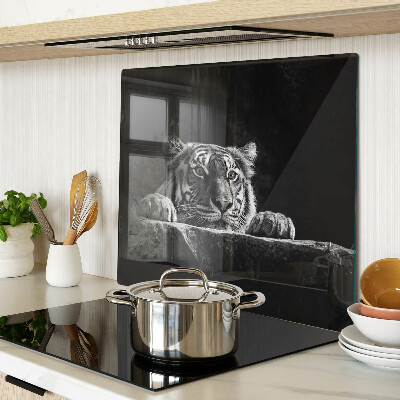 Glass chopping board Tiger in black and white style