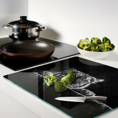 Glass chopping board Tiger in black and white style