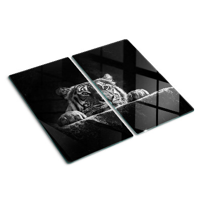 Glass chopping board Tiger in black and white style