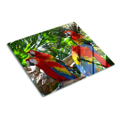 Glass kitchen board Parrots in a tropical setting